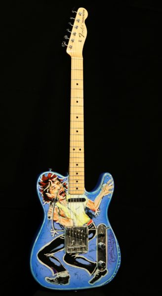 Ronnie Wood Original Hand Painted "Dancing Mick Jagger" Guitar